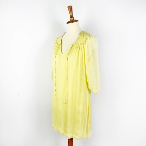 French Connection buttercup yellow chiffon swing dress Size 6 - Picture 7 of 7